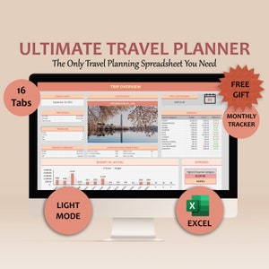 Digital Travel Planner template Excel trip template Travel Planner digital vacation planner Spreadsheet holiday travel planner