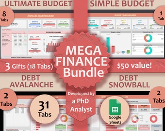 BUNDLE Budget and debt payoff Annual Budget Debt Snowball Spreadsheet Simple Budget Template Simple Monthly Paycheck Budget Debt Avalanche