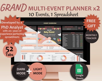 Event Planner template Google sheets Multi Events template Digital Event Planner Spreadsheet Event Party Budget Tracker Multi Events Planner