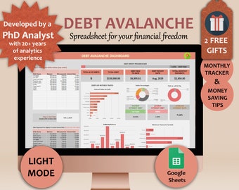Debt Avalanche Spreadsheet Google Sheets Debt Payoff Tracker Debt Avalanche Calculator Student Loan Payoff Mortgage Debt Payoff