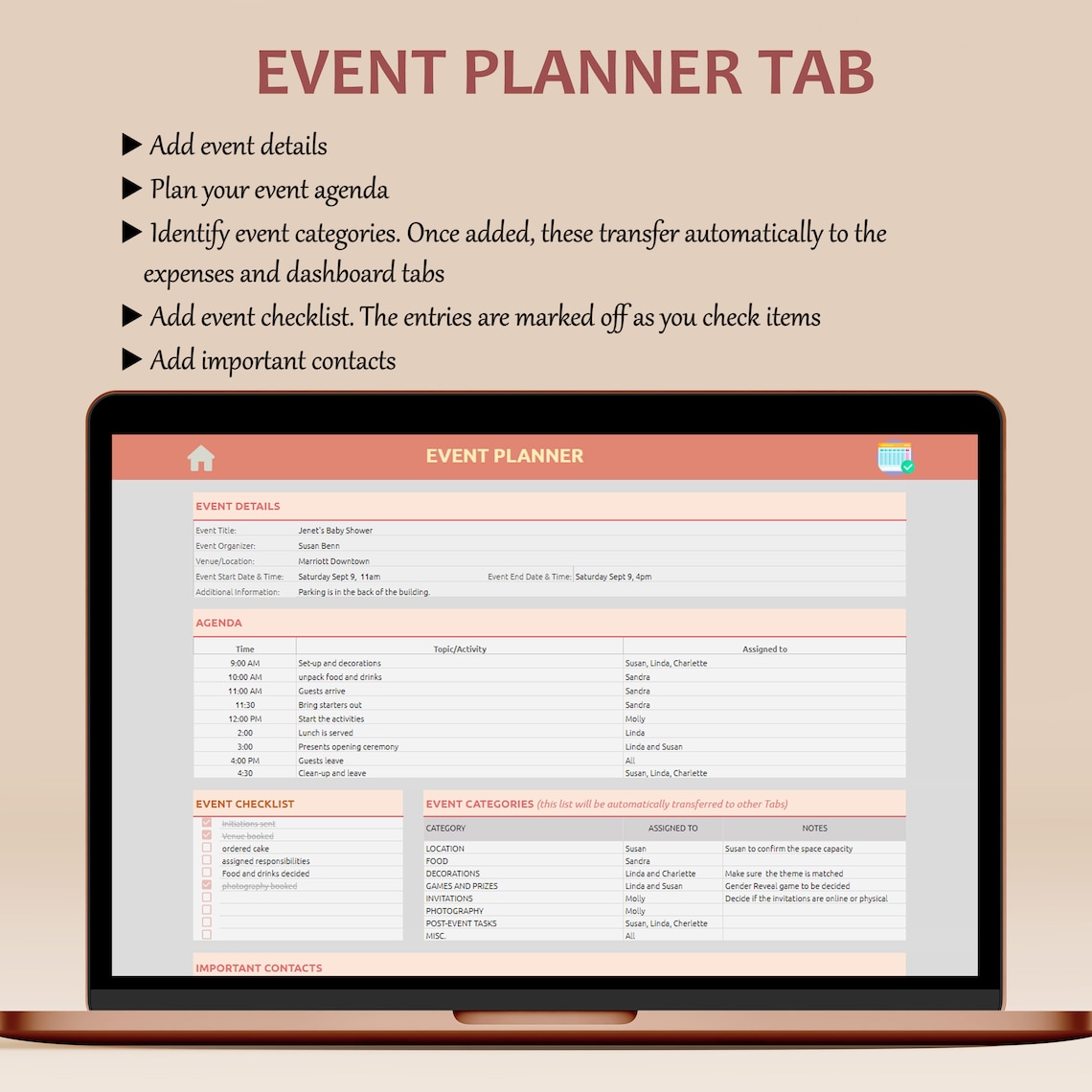 Google Sheets Event Calendar Template 