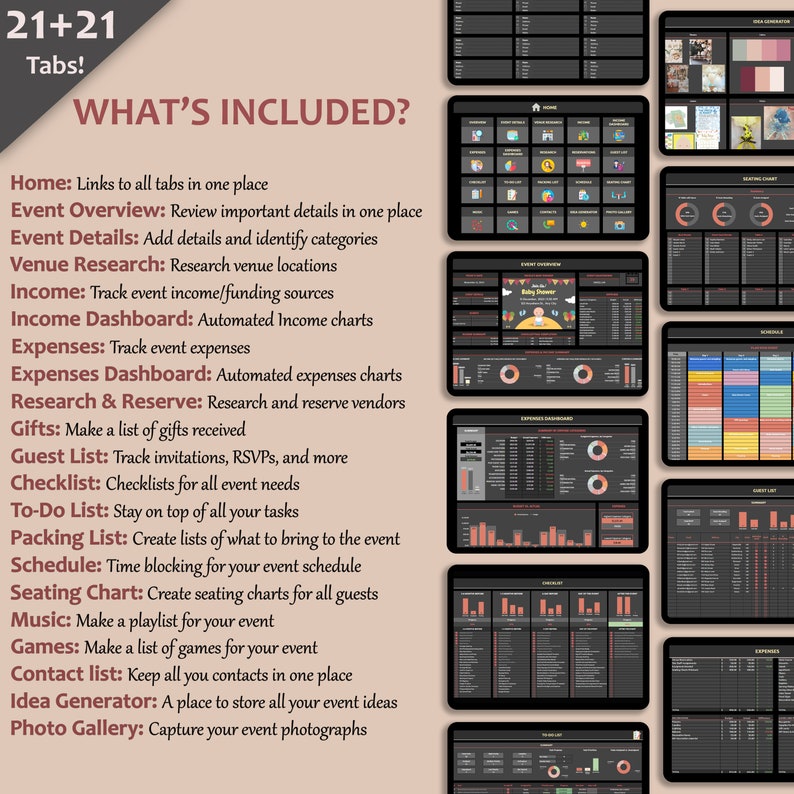 Event Planner Template Google Sheets Digital Event Planner Excel