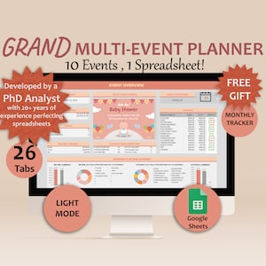 Event Planner template Google sheets Multi Events template Digital Event Planner Spreadsheet Event Party Budget Tracker Multi Events Planner