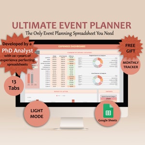 Google Sheets Ultimate Event Planner template Digital Event Planner Spreadsheet Event Party Budget Tracker