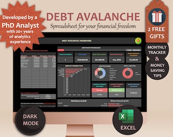 Debt Tracker Debt Avalanche Spreadsheet Excel Debt Payoff Tracker Debt Avalanche Calculator Student Loan Payoff Mortgage Debt Payoff