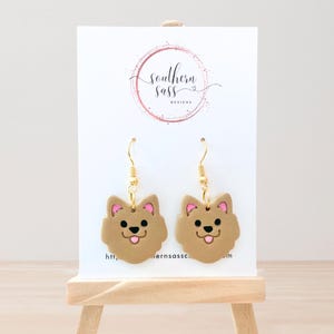 Tan Pomeranian Clay Earrings