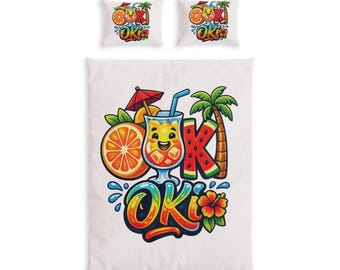 Tropical Ok Juice Citrus Duvet Cover, 100% Cotton Bedding Set (Twin, TwinXL, Queen)