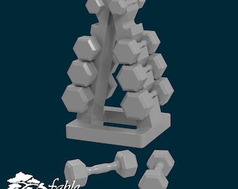 Dumbbell Weight Set 1:12 Scale Miniature STL & OBJ 3D Print Files