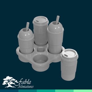 Takeout Coffee Cups 1:6 Play Scale Miniature STL & OBJ 3D Print Files