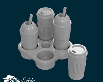 Takeout Coffee Cups 1:6 Play Scale Miniature STL & OBJ 3D Print Files