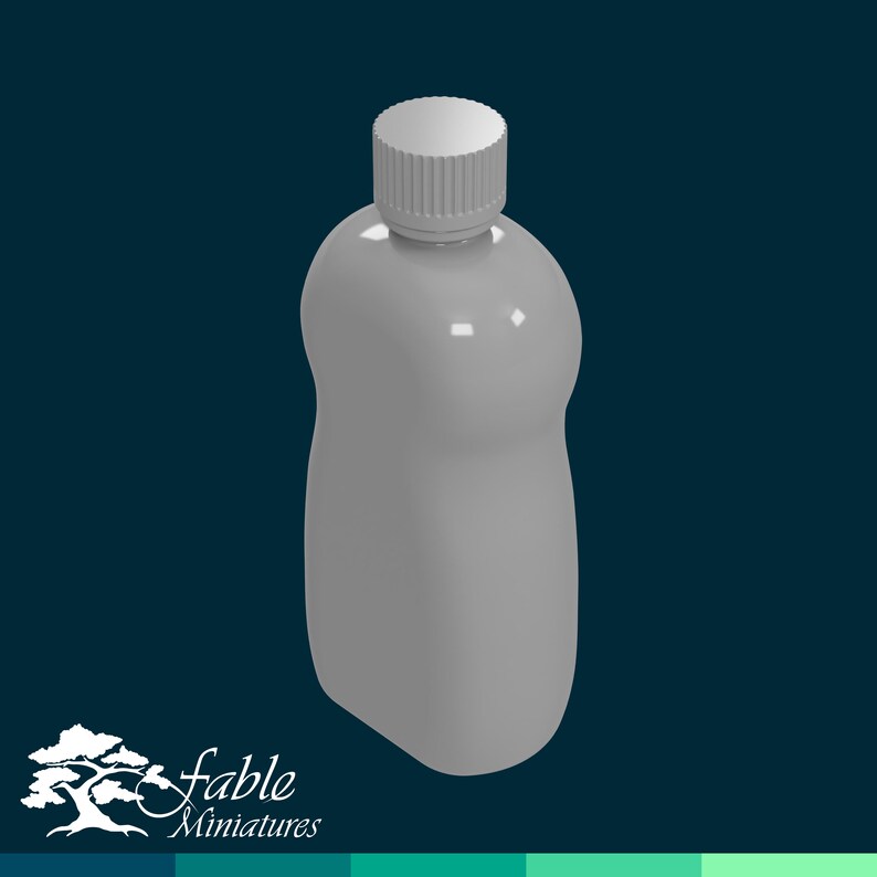 May include: A gray plastic bottle with a white cap. The bottle has a rounded shape and a smooth surface.