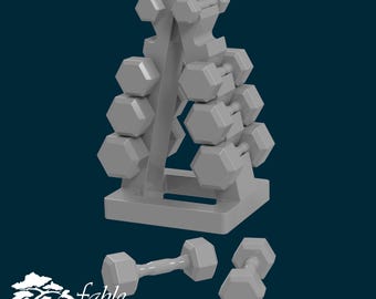 Dumbbell Weight Set 1:6 Play Scale Miniature STL & OBJ 3D Print Files