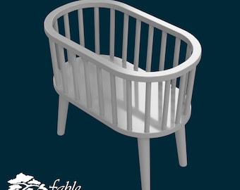 Mid-Century Modern Bassinet 1:6 Play Scale Miniature STL & OBJ 3D Print Files