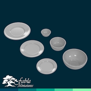 Dish Set 1:6 Play Scale Miniature STL & OBJ 3D Print Files