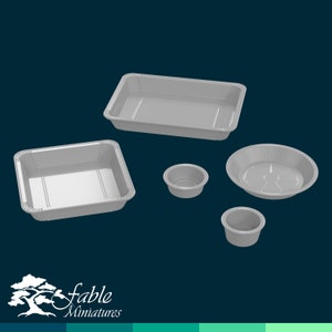 Pie and Muffin Tins 1:12 Scale Miniature STL & OBJ 3D Print Files