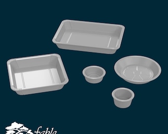 Pie and Muffin Tins 1:12 Scale Miniature STL & OBJ 3D Print Files