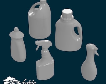 Cleaning Supplies Bundle 1:6 Play Scale Miniature STL & OBJ 3D Print Files