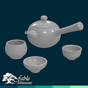 Green Tea Set 1:12 Scale Miniature STL & OBJ 3D Print Files
