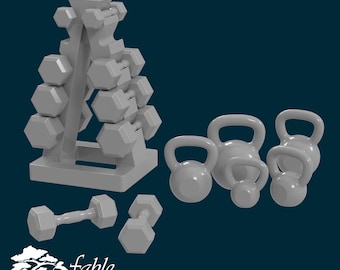 Weight Set Bundle 1:6 Play Scale Miniature STL & OBJ 3D Print Files