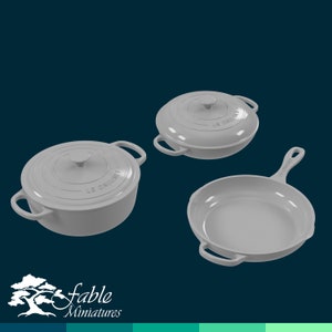 Le Creuset Cookware Set One 1:6 Play Scale Miniature STL & OBJ 3D Print Files