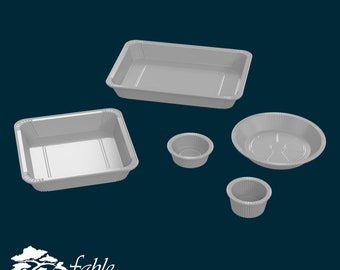Pie and Muffin Tins 1:6 Play Scale Miniature STL & OBJ 3D Print Files
