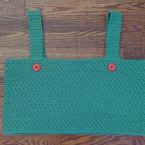 Green Crochet Tank Top- crop top, buttons, large, handmade, teen gift, stylish, one of a kind, summer clothes, Over the Garden Wall
