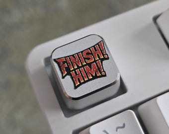 FINISH HIM! Aluminum Artisan Keycap – 3D Textured Cherry MX