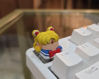 Hand Painted Moon Warrior Artisan Keycap – Anime Inspired Mechanical Keyboard Accent Piece