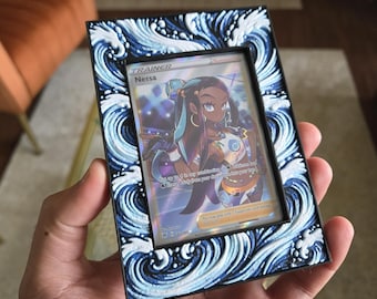 Premium Water-Themed TCG Card Case – Magnetic Closure, 3D Textured Trading Card Protector, Ocean Wave Collector Display
