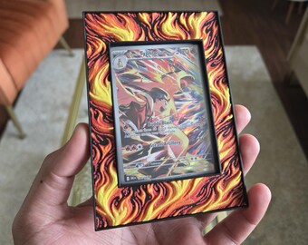 Premium Fire-Themed TCG Card Case – Magnetic Closure, 3D Textured Trading Card Protector, Collector Display Case