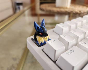 Anime Lucario Keycap - Hand Painted Cute Keycap Designs, Cherry MX