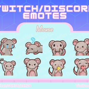 Cute Silly Mouse Rat Emote Pack - Twitch, Discord, Youtube, Stream