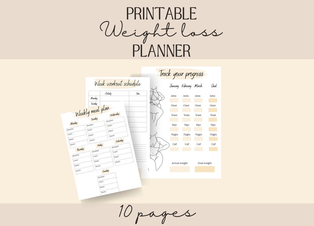 Aesthetic Weight Loss Planner / Weight Loss Tracker / Workout Schedule / Meal Planner / 30 Day ...