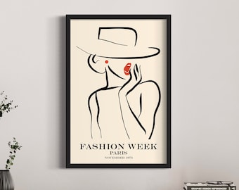 Paris Fashion Week 1973 Magazine Cover Poster Print, Vintage Beauty, Minimalistic, Femainine, Digital Download, Simplistic Wall Art Decor