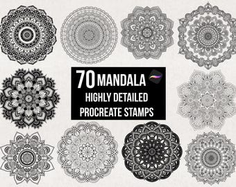 70 Mandala Tattoo Procreate Stamps, Tattoo Stencil Designs, Procreate Brushes (Digital Download)
