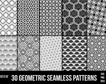 30 geometrische Muster PNG SVG JPEG, nahtlose Tattoo-Muster-Designs (digitaler Download)