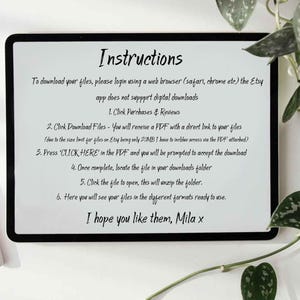 Download instructions for image files which are also shown in listing description. Text shown on an iPad screen also instructions shown in the listing description.