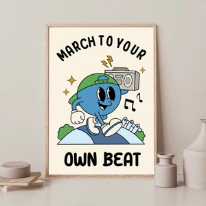 March To Your Own Beat Retro Vintage Poster Print, Home Decor Wall Art, Vintage Style Poster, Music Lovers, Printable, Digital Download image 2
