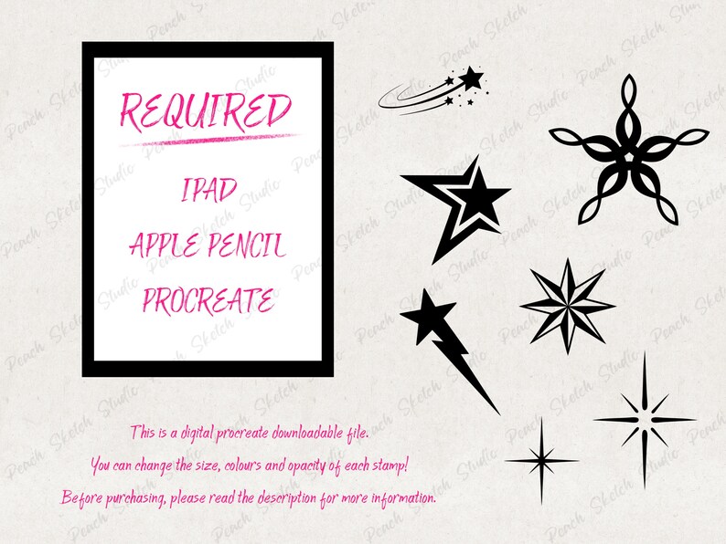 70 Procreate Star Doodle Stamps: Hand Drawn Celestial Designs Brush Set ...