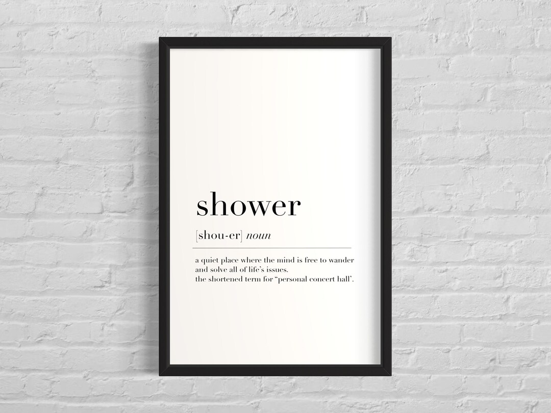 Shower Definition Typography Poster Print Bathroom Wall Art Etsy