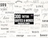 300 Words & Quotes Procreate Stamps, Flash Tattoo Stencil Design Procreate Brushes (Digital Download)