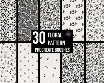 Procréez 30 brosses sans couture à motif floral, dessins de fleurs bohèmes, impressions florales vintage, brosses à motif, téléchargement numérique abstrait