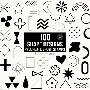 100 Shapes Design Procreate Stamps, Basic Shape Toolkit Templates, Procreate Brushes (Digital Download)
