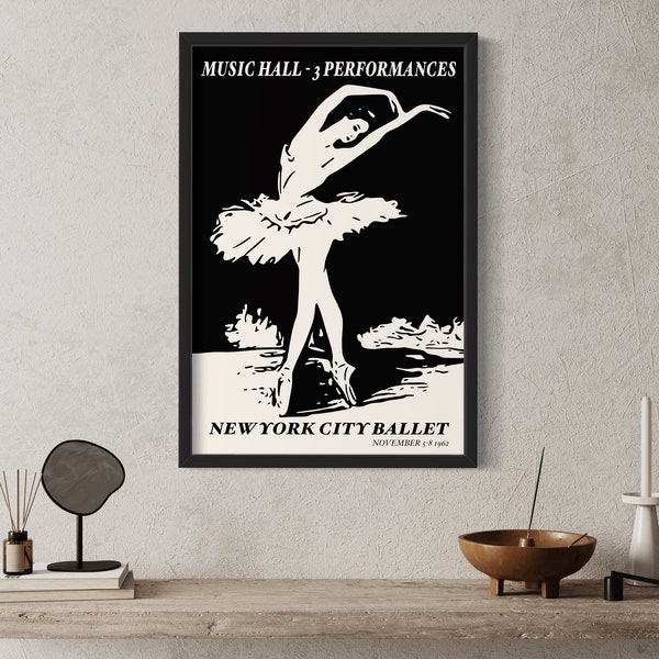 Ballet Dance Wall Art Poster Print, New York City Ballet Performance, Vintage Apartment Art Dancer, Digital Download, Printable, Dancer
