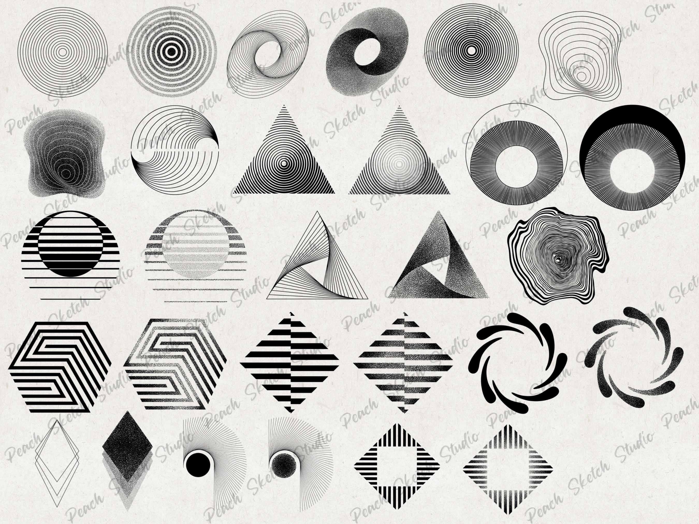 175 Geometric Shapes Designs: JPEG PNG Abstract Geometry, Hand Drawn ...