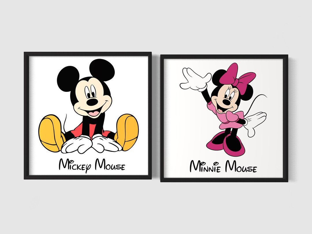 Mickey and Minnie Mouse Wall Art Poster Prints Cartoon Etsy
