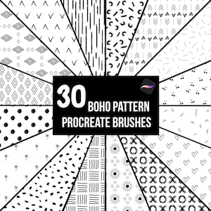 30 pinceles de Procreate con diseños bohemios, patrón abstracto bohemio sin costuras, conjunto de pinceles para Procreate (descarga digital)