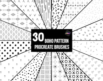 30 Boho Patterns Procreate Brushes, Boho Abstract Seamless Pattern, Procreate Brush Set (Digital Download)