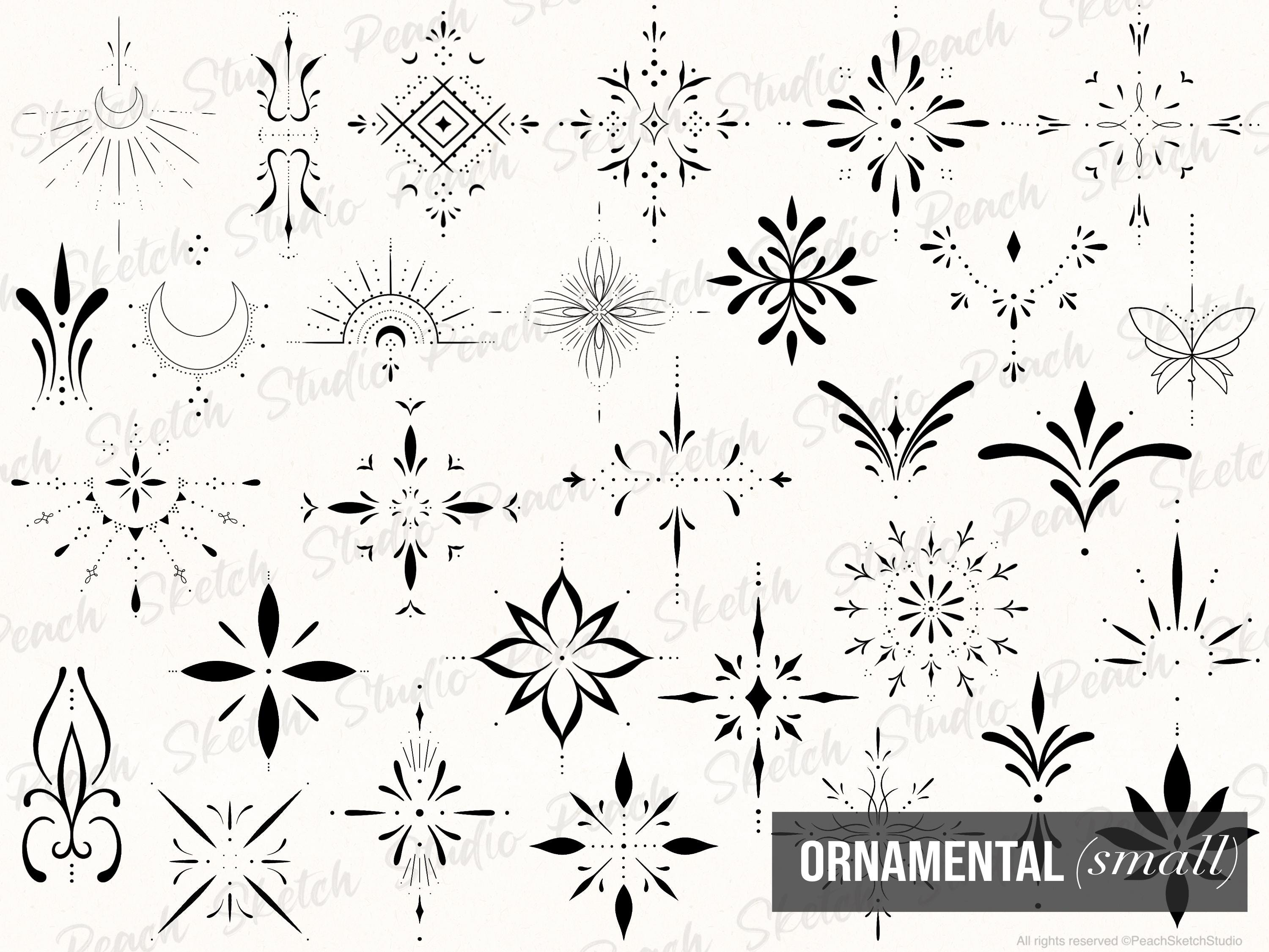 600 Ornamental Tattoo Procreate Stamps Bundle, Fine Line Tattoo Stencil ...