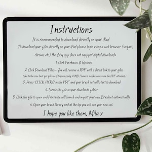 Download instructions for Procreate brush files which are also shown in listing description. Text shown on an iPad screen also instructions shown in the listing description.